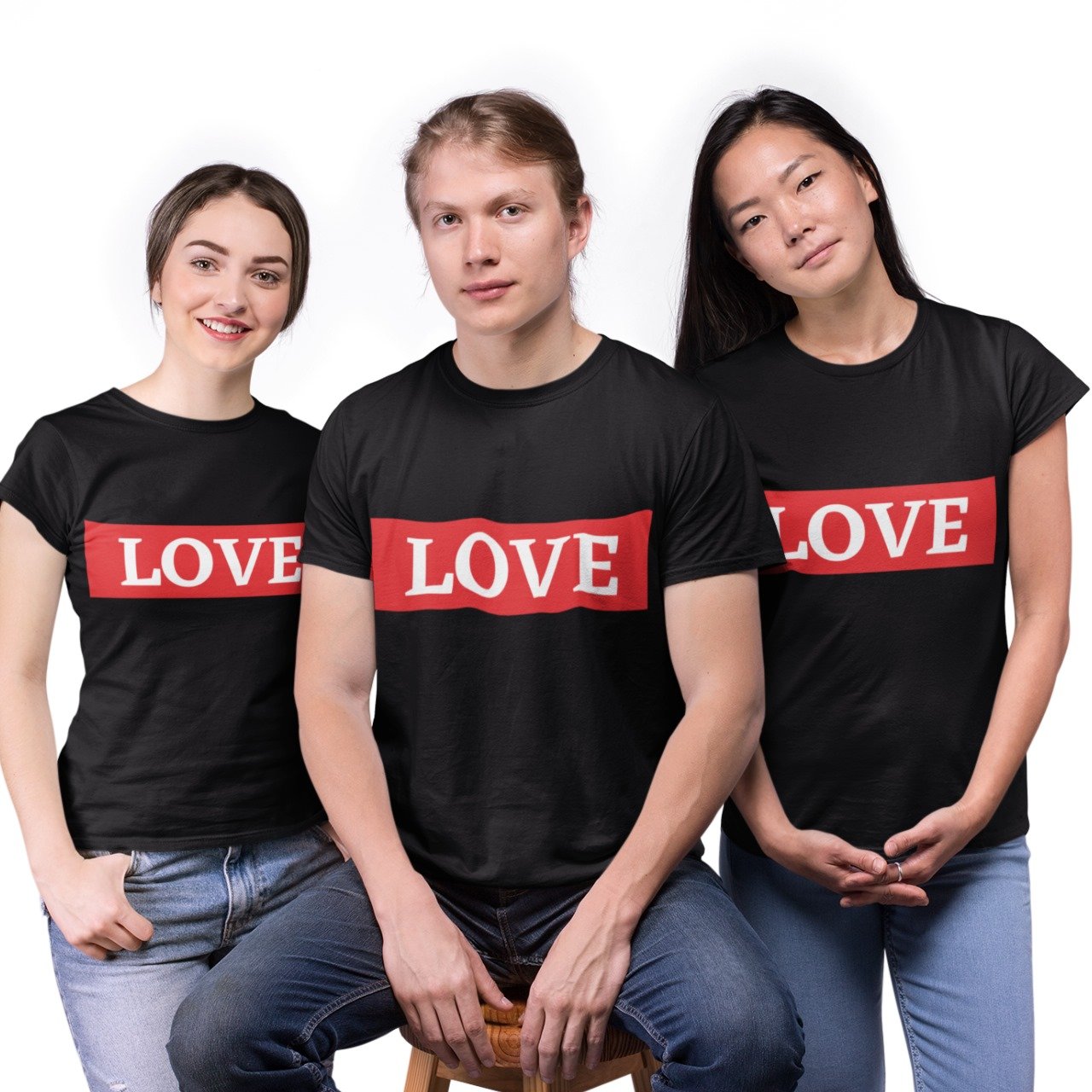 Unisex Black "LOVE" Printed T-Shirt